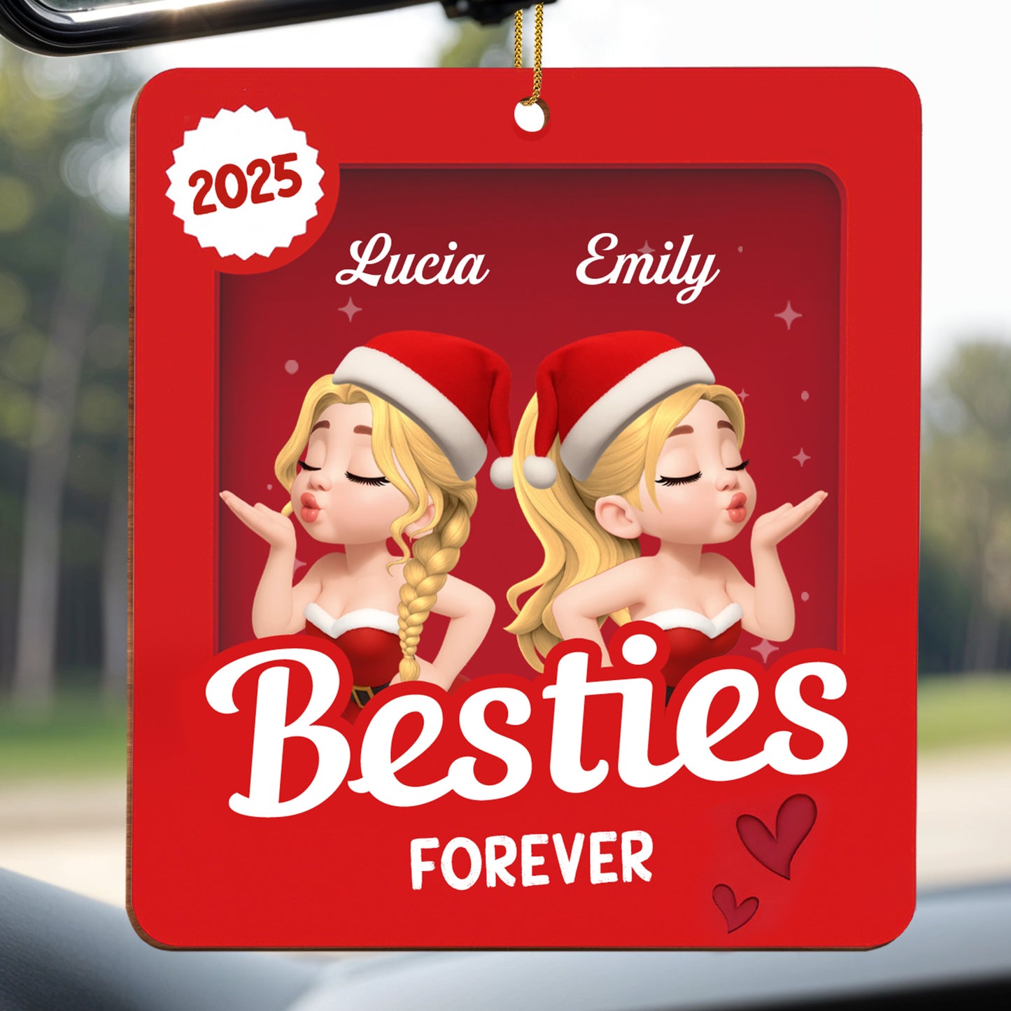 Besties Forever With Santa Hats