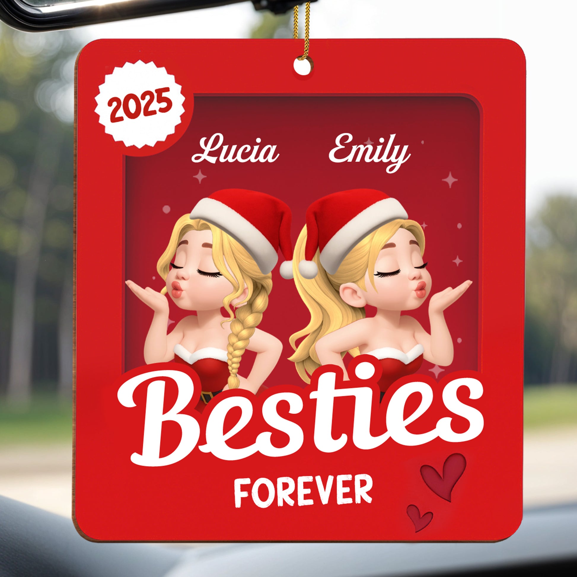 Besties Forever With Santa Hats
