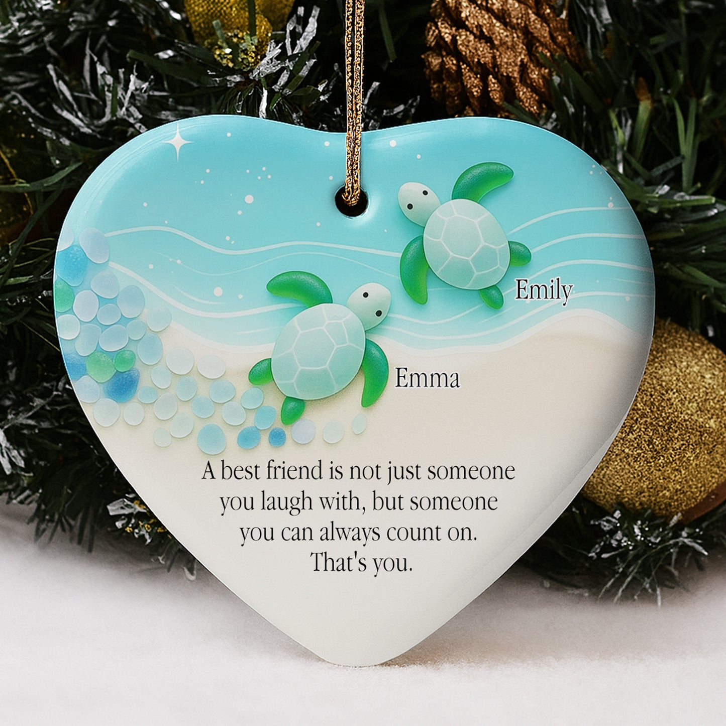 Best Friend You Can Always Count On, Turtles Design - Personalized Custom Ceramic Ornament With Heart Shape - BST419_HCE