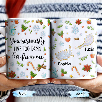 You Seriously Live Too Far, Countries Map And Hearts Design