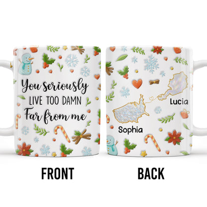 You Seriously Live Too Far, Countries Map And Hearts Design