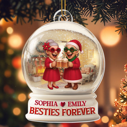 Besties Forever With Santa Hats And Glasses