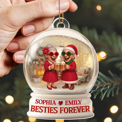 Besties Forever With Santa Hats And Glasses