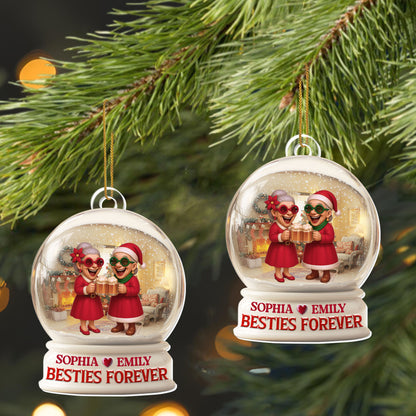 Besties Forever With Santa Hats And Glasses