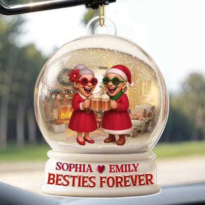 Besties Forever With Santa Hats And Glasses