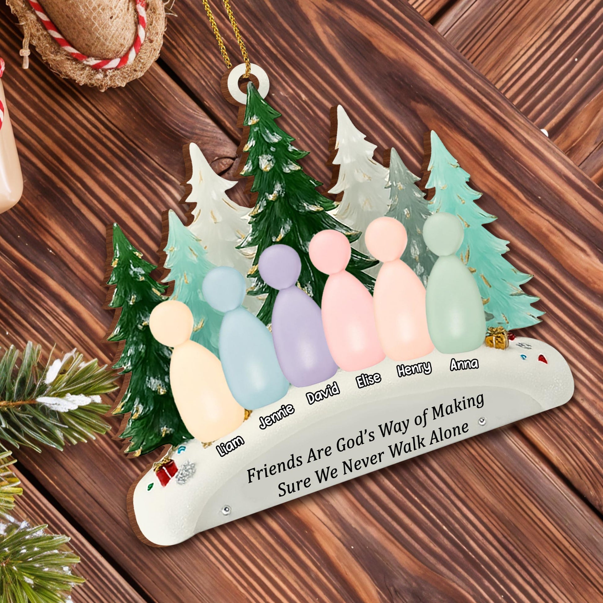 Friends Are God’s Way, Snowboard And Trees Ornament