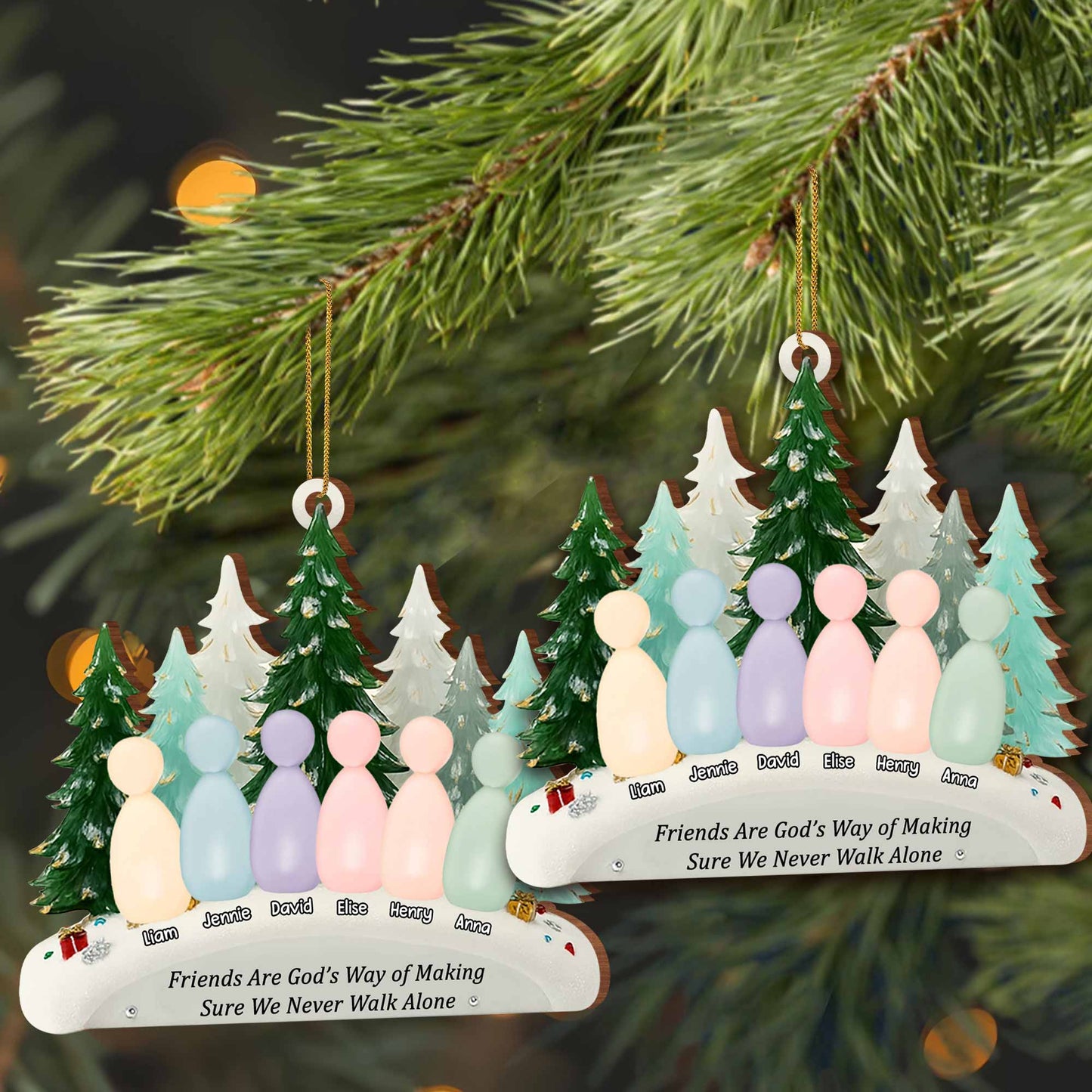 Friends Are God’s Way, Snowboard And Trees Ornament