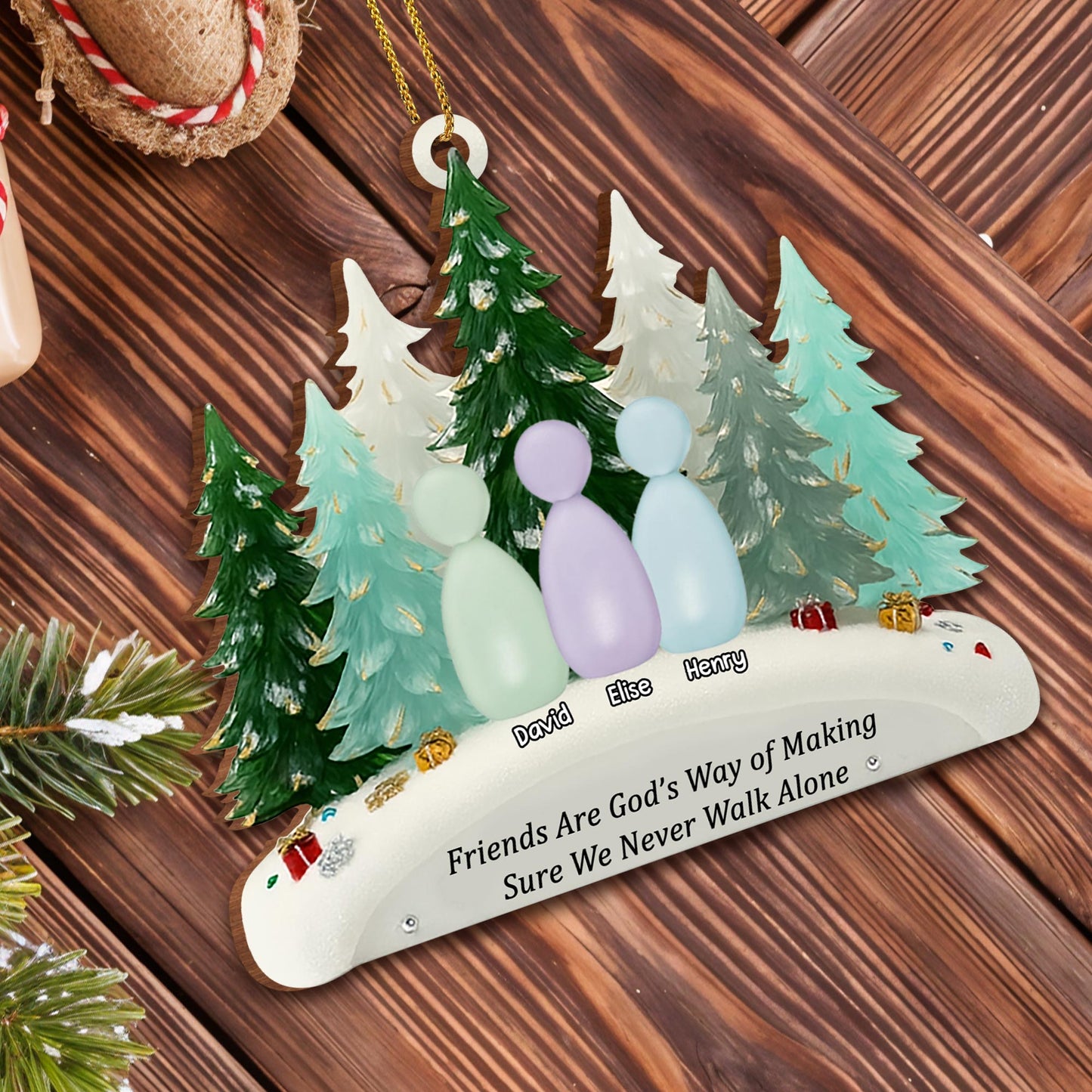 Friends Are God’s Way, Snowboard And Trees Ornament