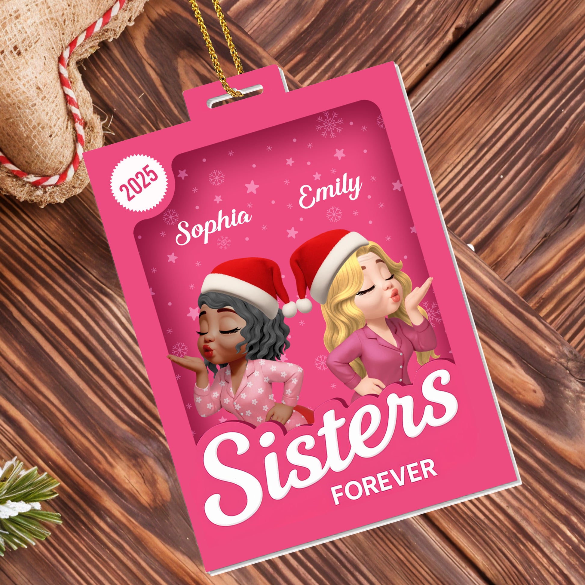 Sisters Forever With Santa Hats