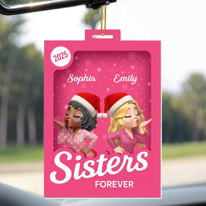 Sisters Forever With Santa Hats