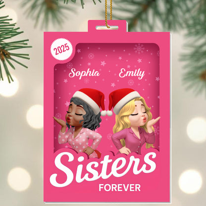 Sisters Forever With Santa Hats