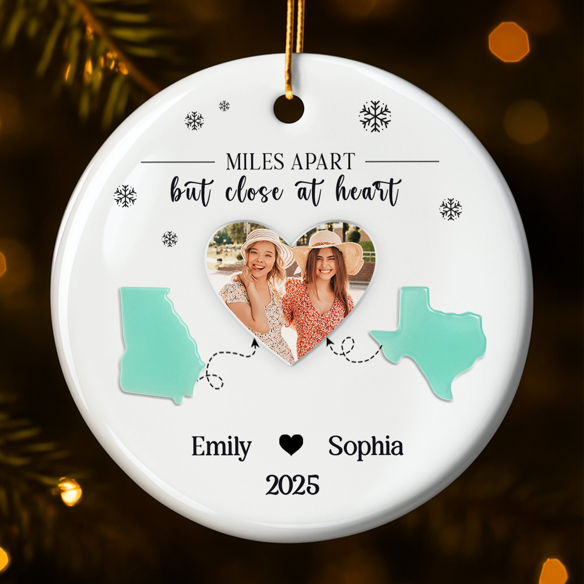 Miles Apart But Close At Heart With State Outlines And Heart