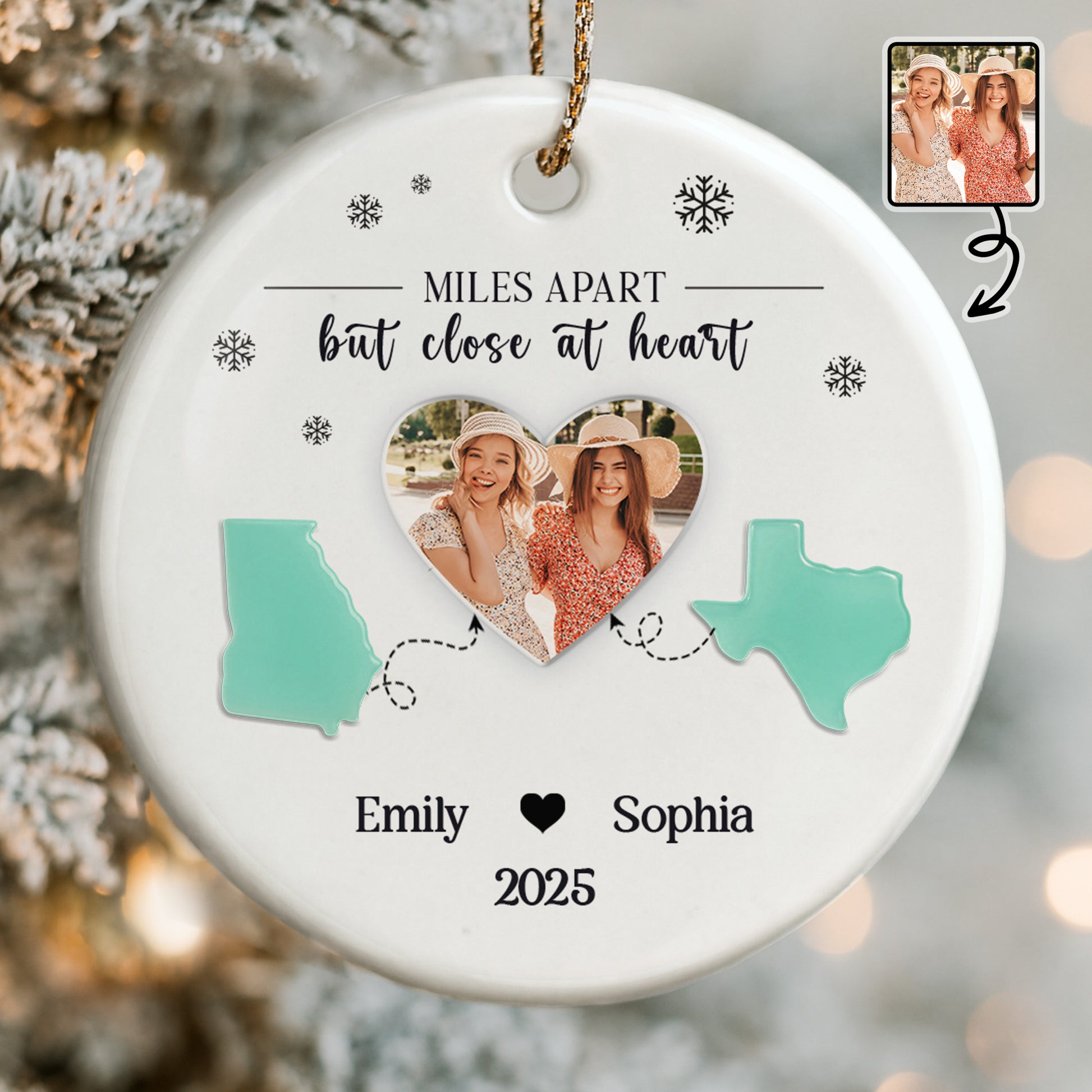 Miles Apart But Close At Heart With State Outlines And Heart