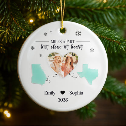 Miles Apart But Close At Heart With State Outlines And Heart