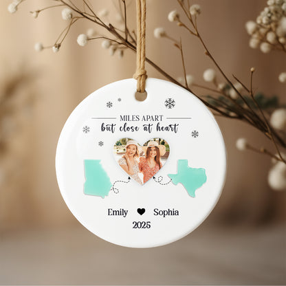 Miles Apart But Close At Heart With State Outlines And Heart