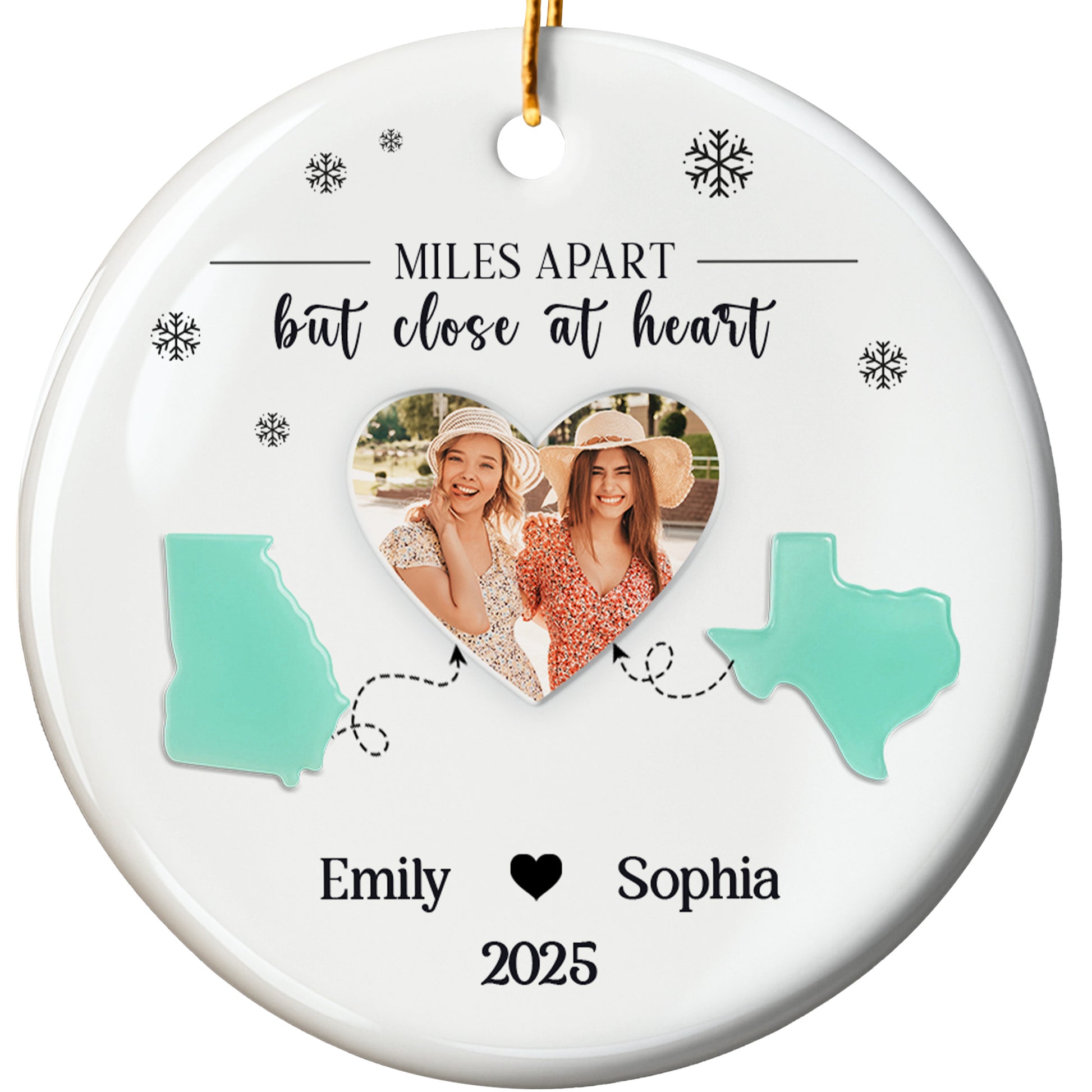 Miles Apart But Close At Heart With State Outlines And Heart