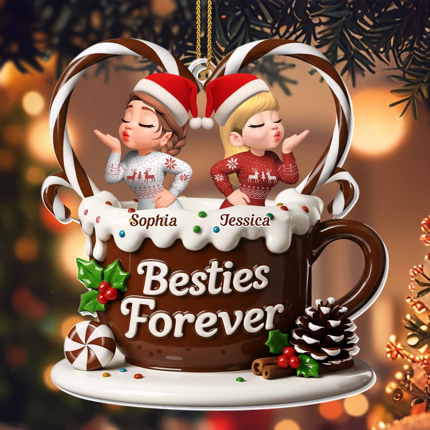 Besties Forever, Friends Celebrating with a Hot Chocolate Mug