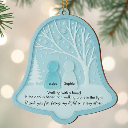 Walking With A Friend, Trees And Snowflakes Bell Ornament