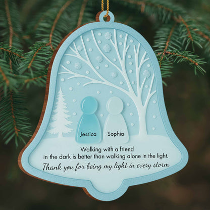Walking With A Friend, Trees And Snowflakes Bell Ornament
