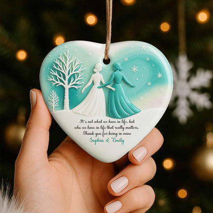 It's Not What We Have In Life, Trees And Snowflakes Heart Ornament