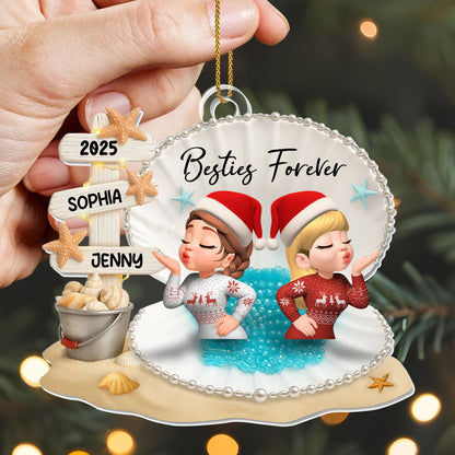 Besties Forever With Santa Hats And Christmas Sweaters