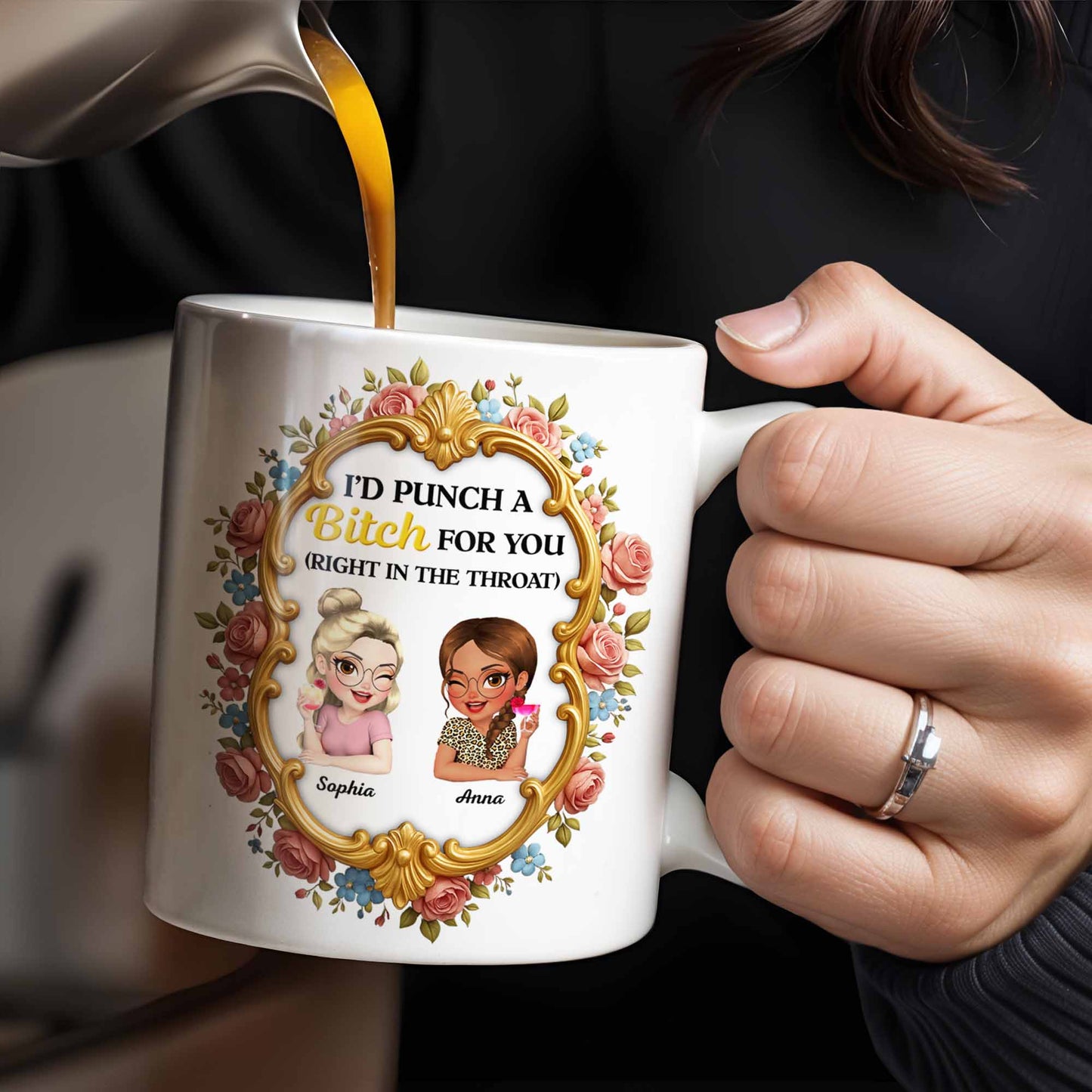 I'd Punch A B*tch For You With Roses And Golden Frame