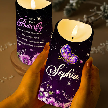 Advice From A Butterfly, Let Your True Colors Show - Personalized Custom LED Candle - DTG063_LECA