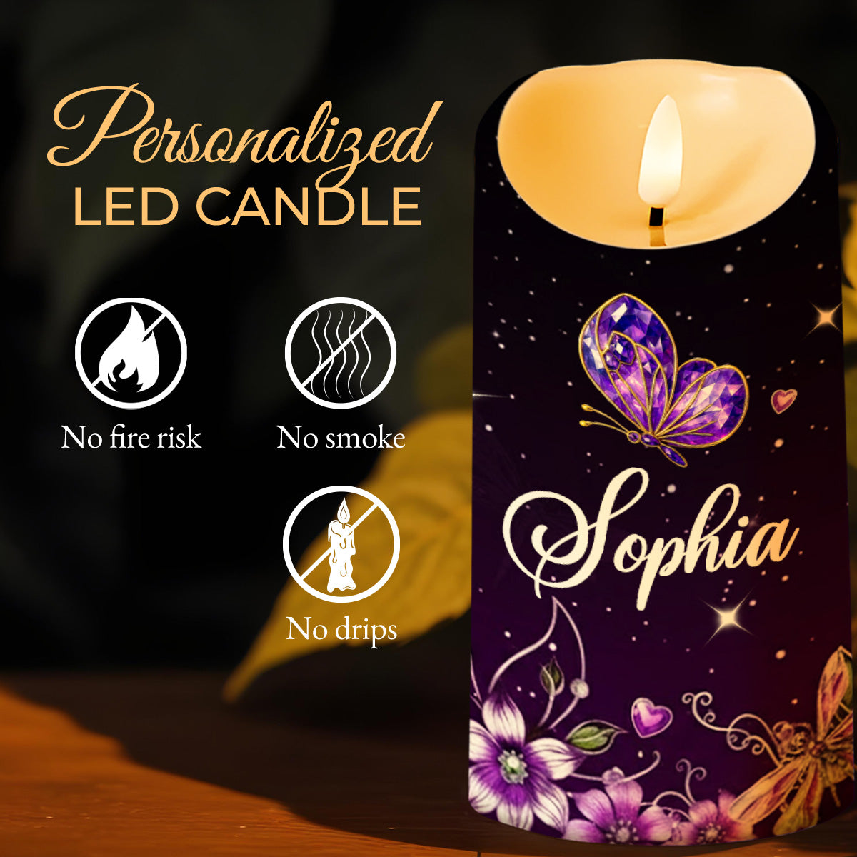 Advice From A Butterfly, Let Your True Colors Show - Personalized Custom LED Candle - DTG063_LECA