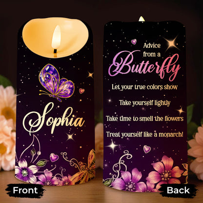 Advice From A Butterfly, Let Your True Colors Show - Personalized Custom LED Candle - DTG063_LECA