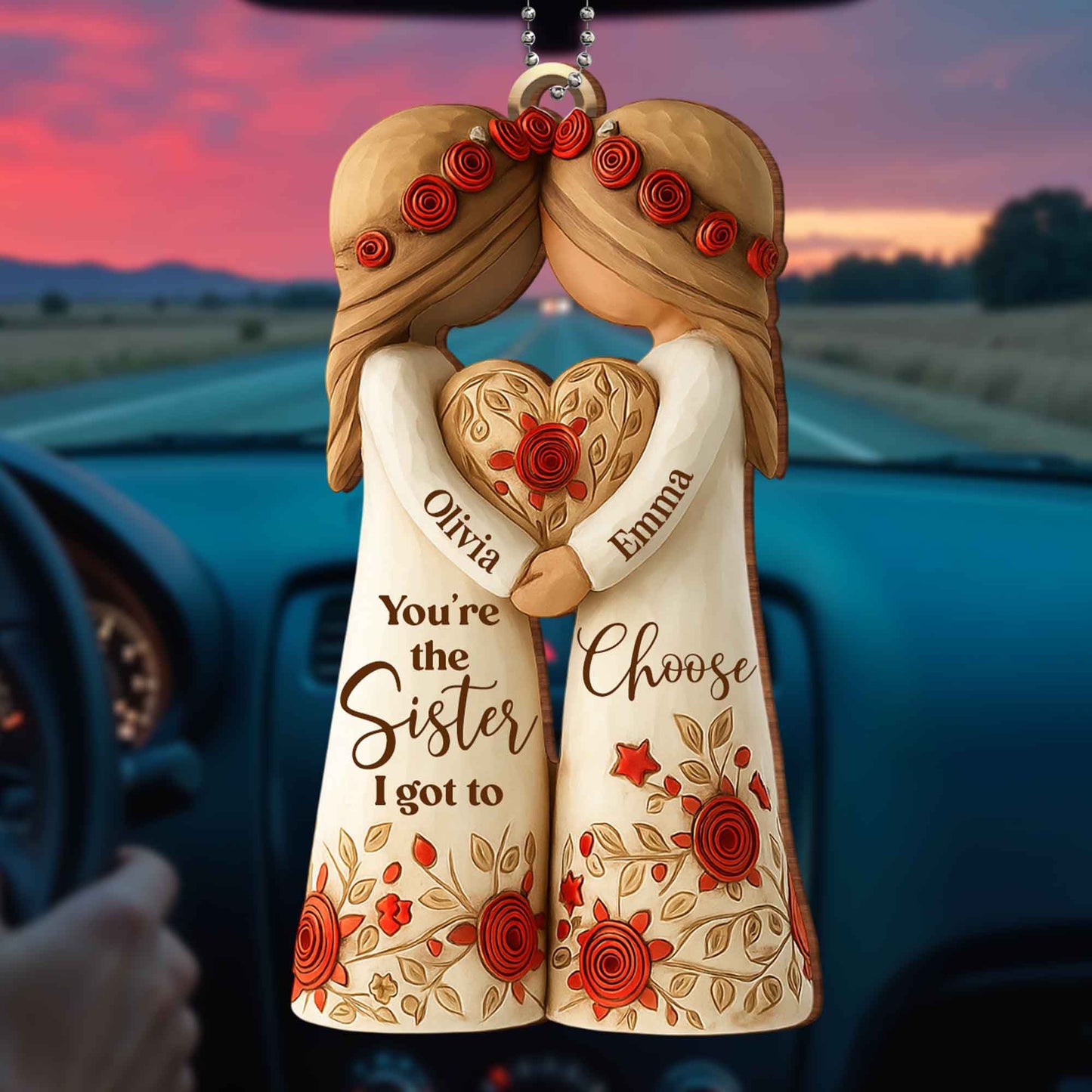 You're The Sister I Got To Choose With Flowers And Hearts