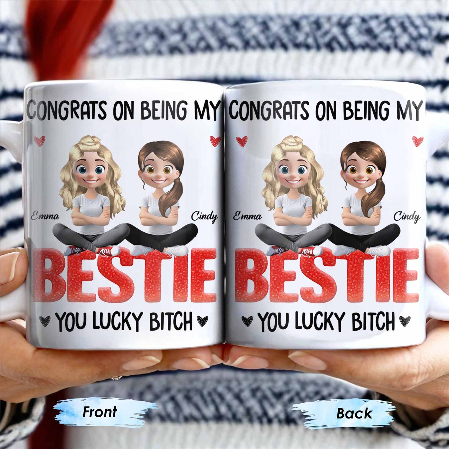 Congrats On Being My Bestie, Two Animated Girls Design