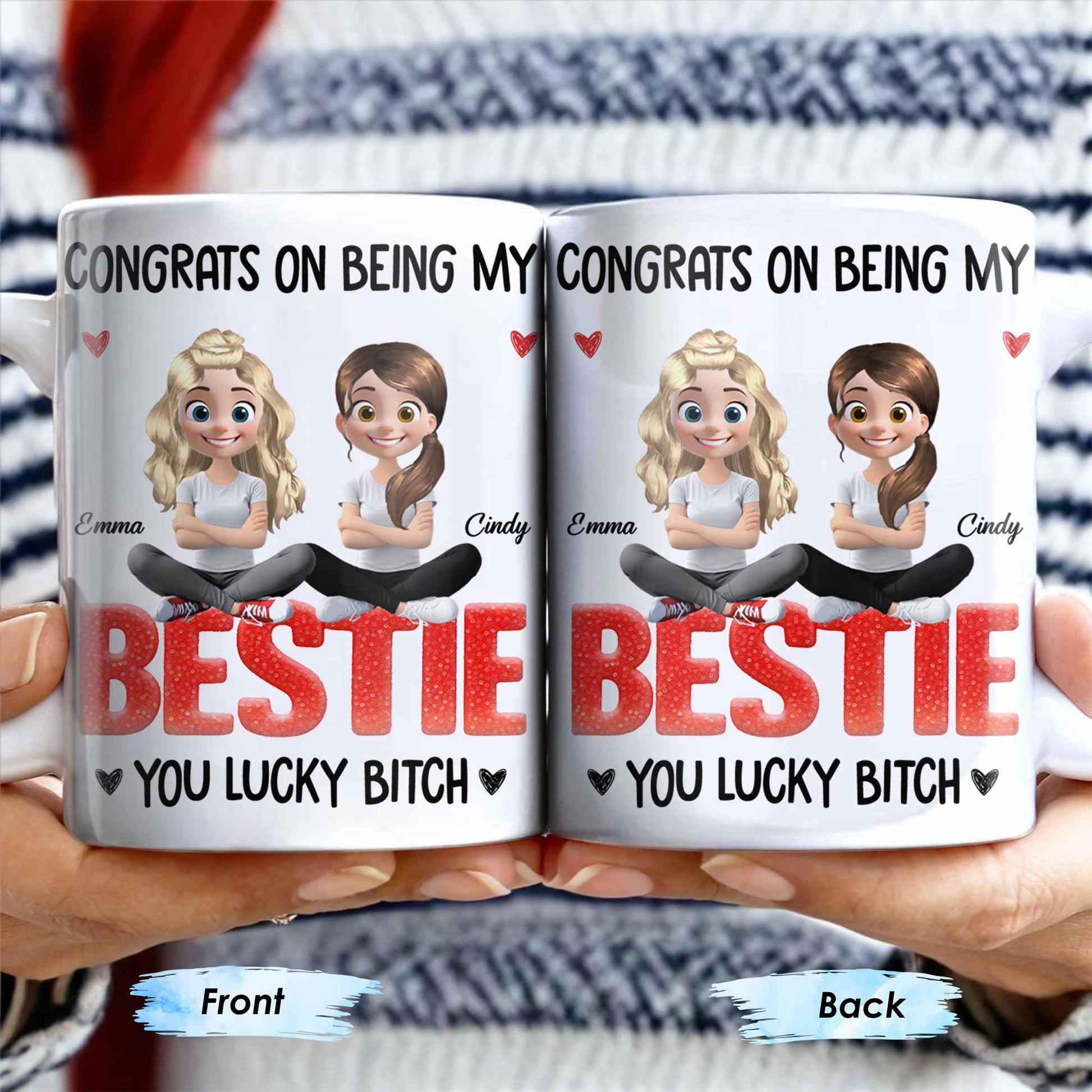 Congrats On Being My Bestie, Two Animated Girls Design