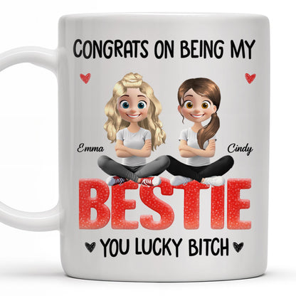 Congrats On Being My Bestie, Two Animated Girls Design