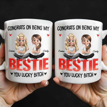 Congrats On Being My Bestie, Two Animated Girls Design
