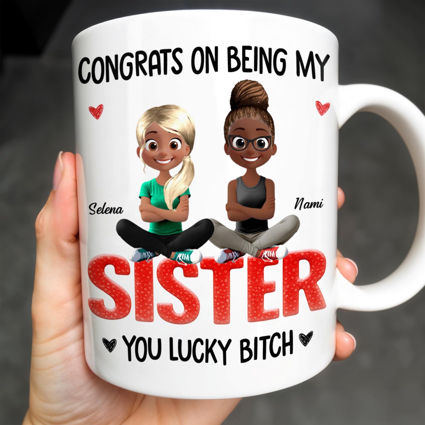 Congrats On Being My Bestie, Two Animated Girls Design