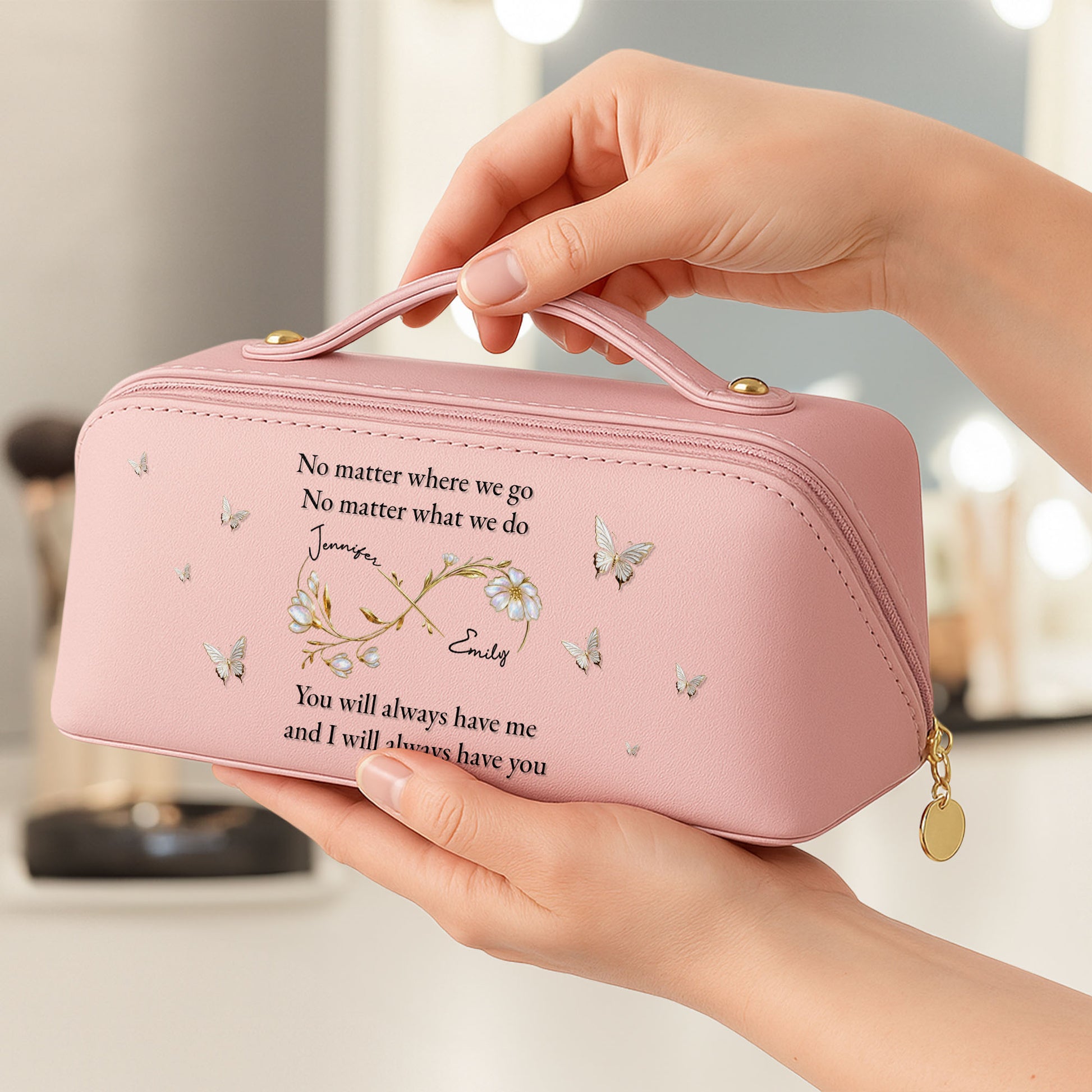 No Matter Where We Go, Butterfly And Floral Frame Design