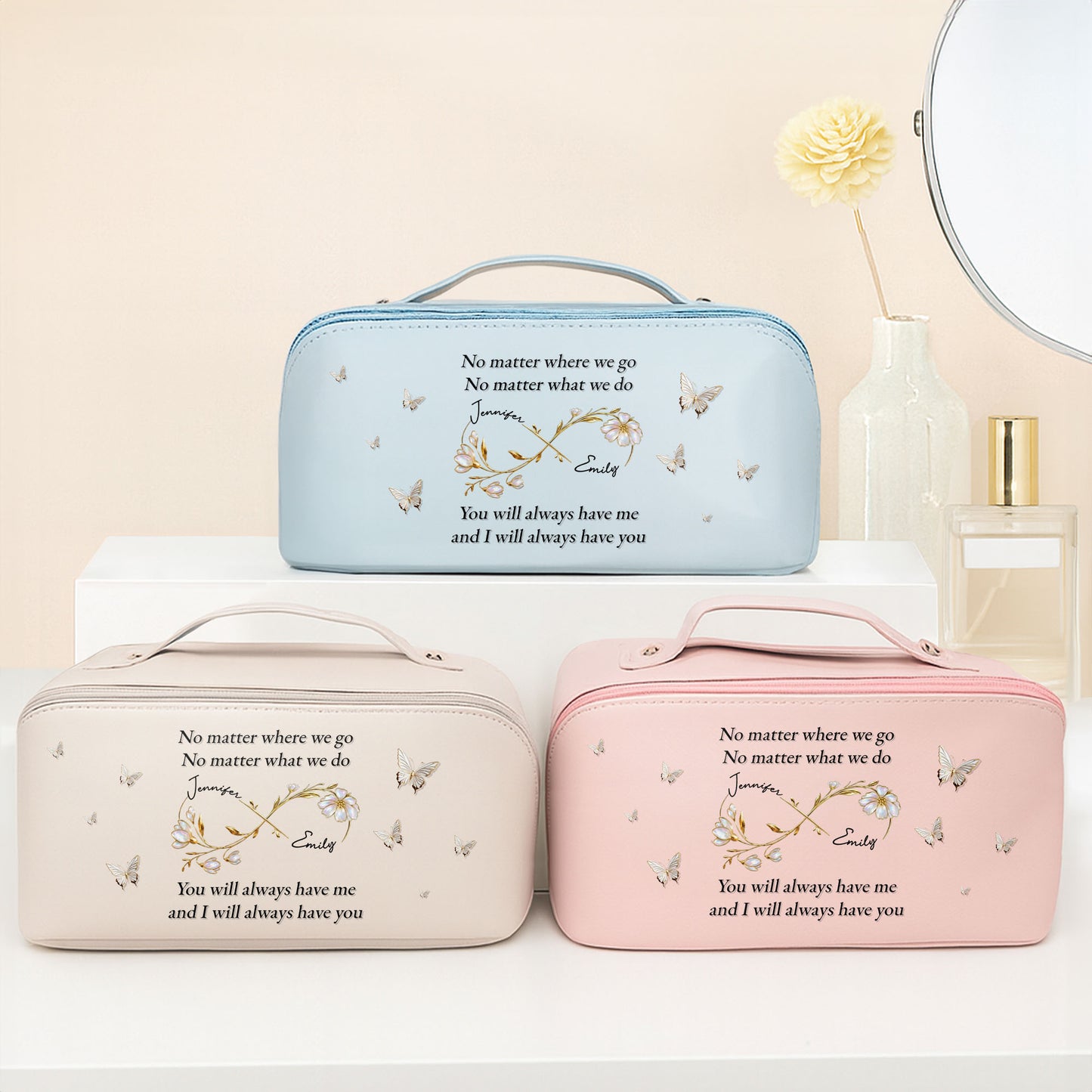 No Matter Where We Go, Butterfly And Floral Frame Design