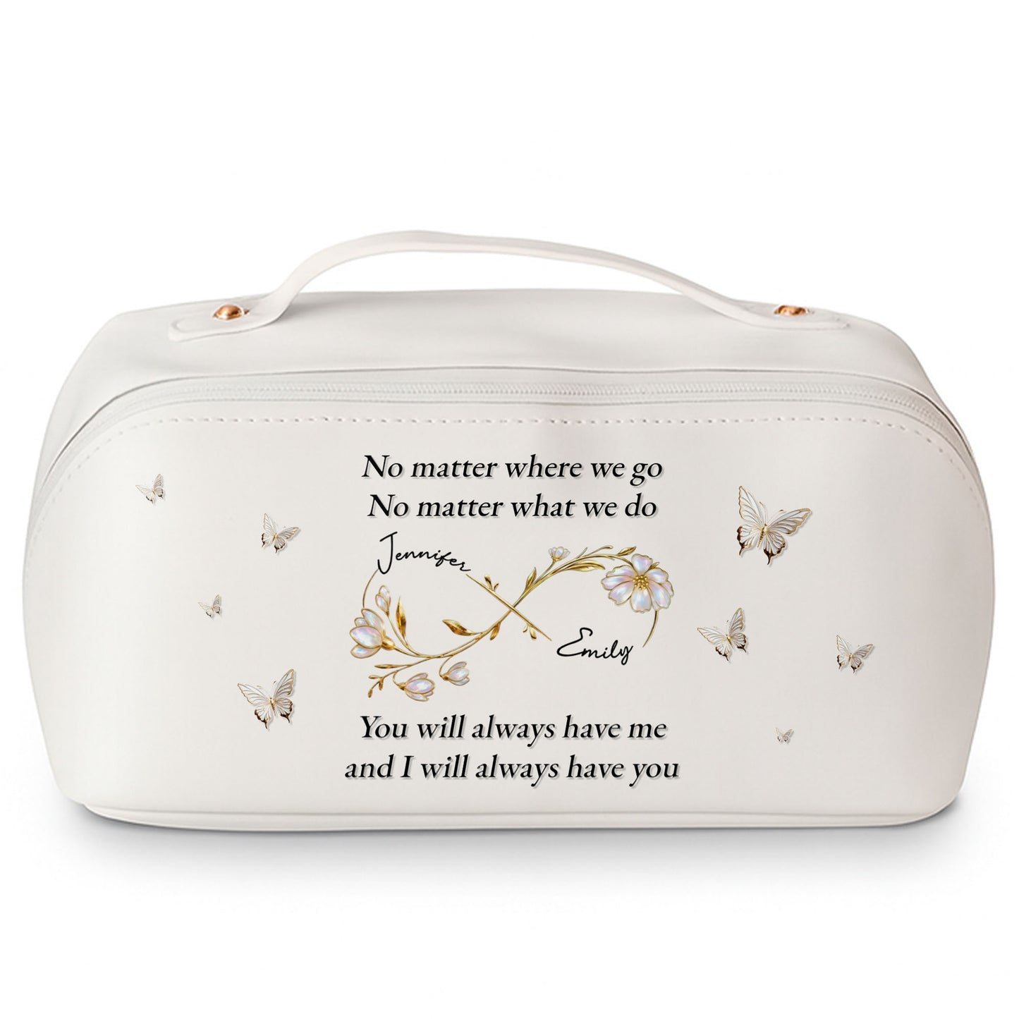 No Matter Where We Go, Butterfly And Floral Frame Design