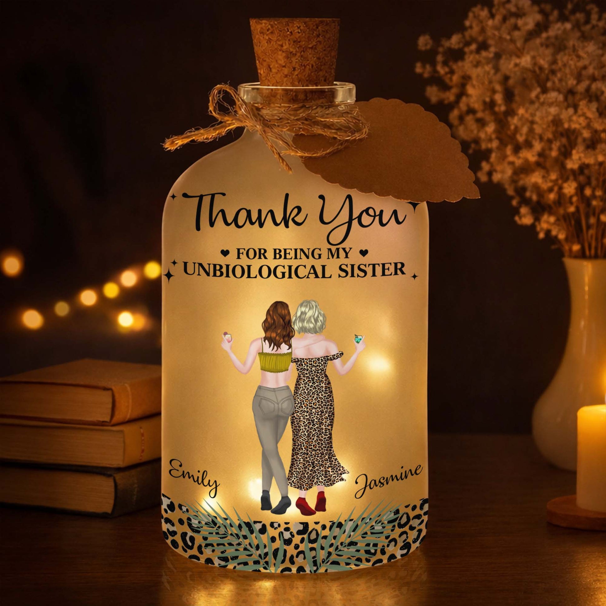 Thank You For Being My Unbiological Sister Best Friends With Leopard Print