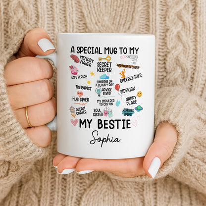 Special Mug To My Bestie Featuring Cupcake and Hearts