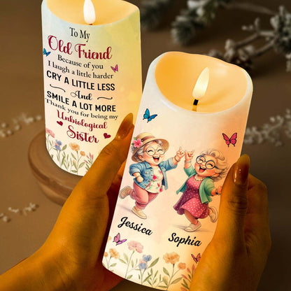 To My Old Friend Thank You For Being My Unbiological Sister With Flowers And Butterflies