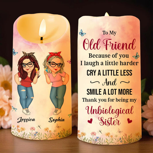 To My Old Friend, Unbiological Sister With Flowers And Butterflies