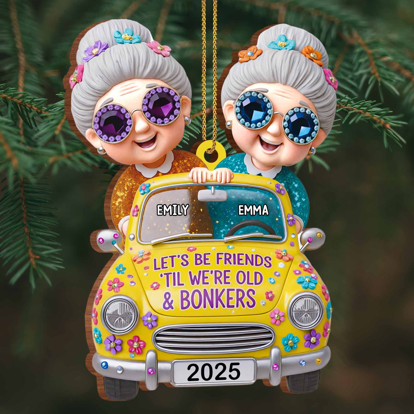 Let's Be Friends 'Til We're Old And Bonkers, Vintage Car & Flowers