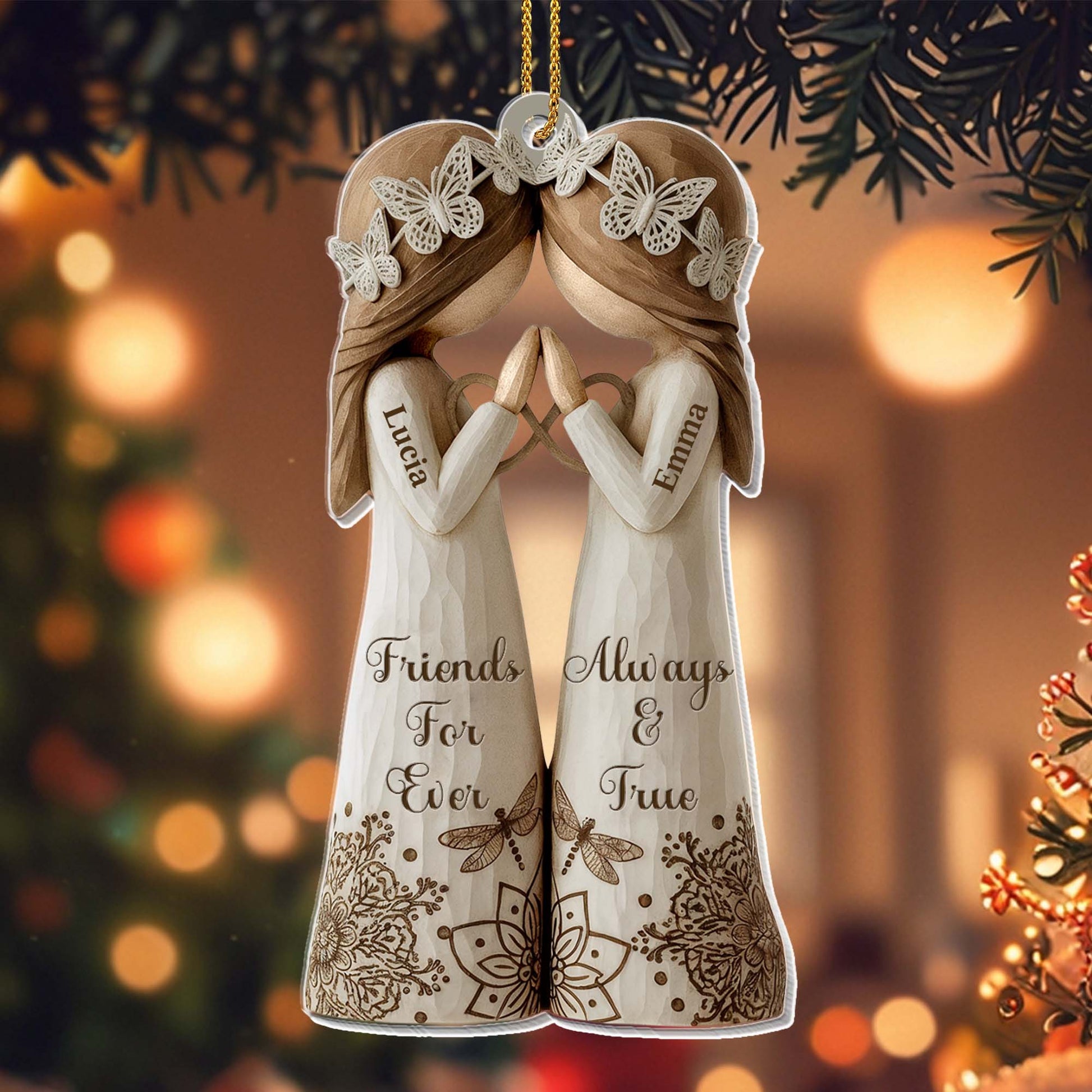 Friends For Ever Always & True With Butterflies And Floral Design