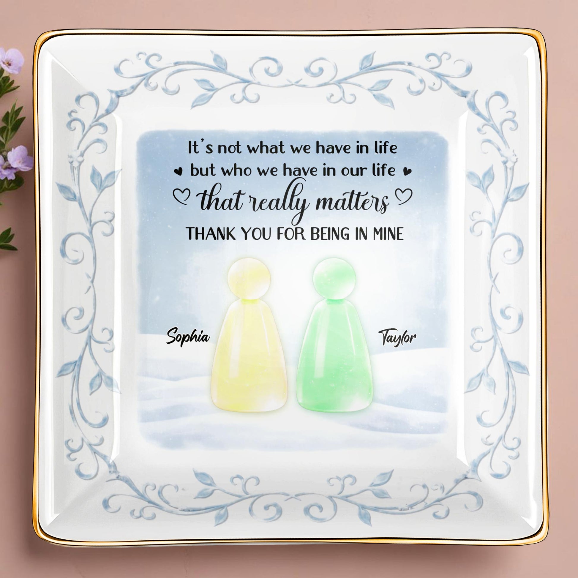 Thank You For Being In Mine With Abstract Figures And Floral Designs