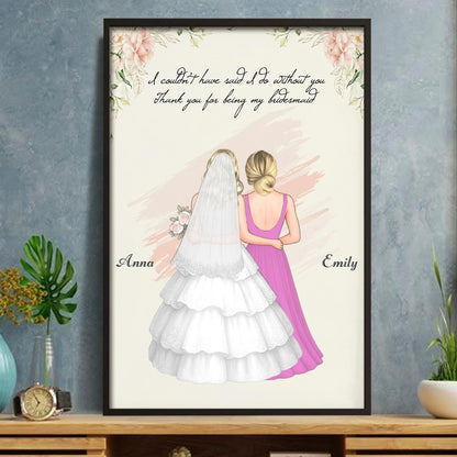 Thank You For Being My Bridesmaid With Bride and Bridesmaid