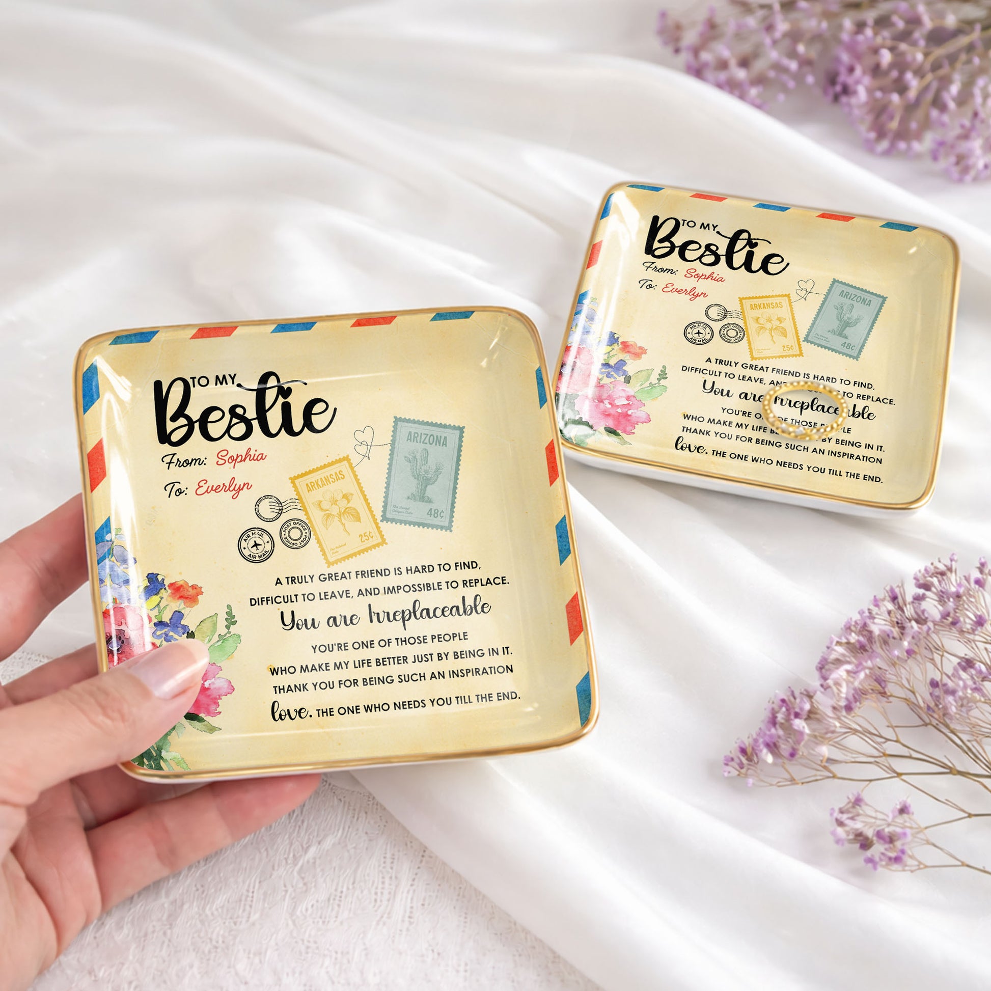 To My Bestie, A Truly Great Friend, Flowers Postage Stamps