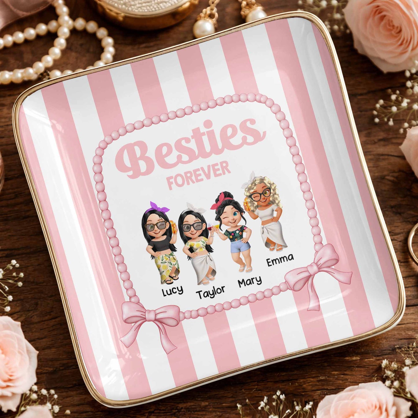 Besties Forever Cartoon-style Characters Jewelry Dish