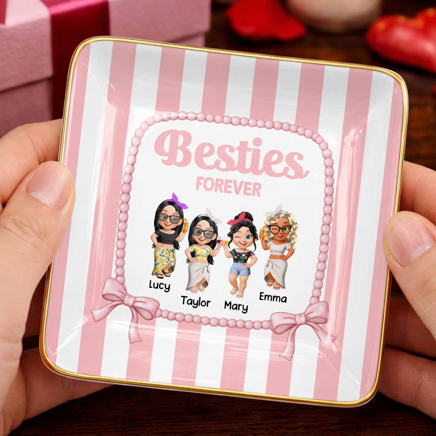 Besties Forever Cartoon-style Characters Jewelry Dish