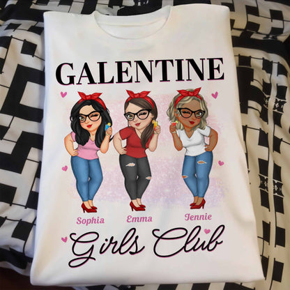 Galentine Girls Club Custom Character Illustration T-Shirt
